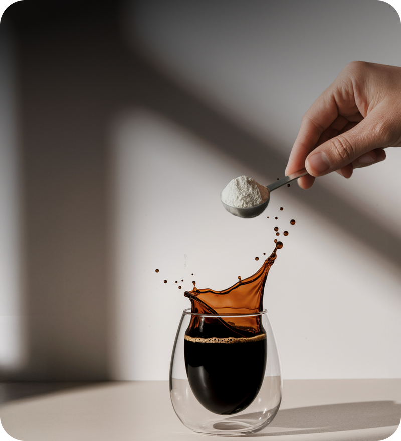 One scoop in any beverage (water, coffee, smoothie)